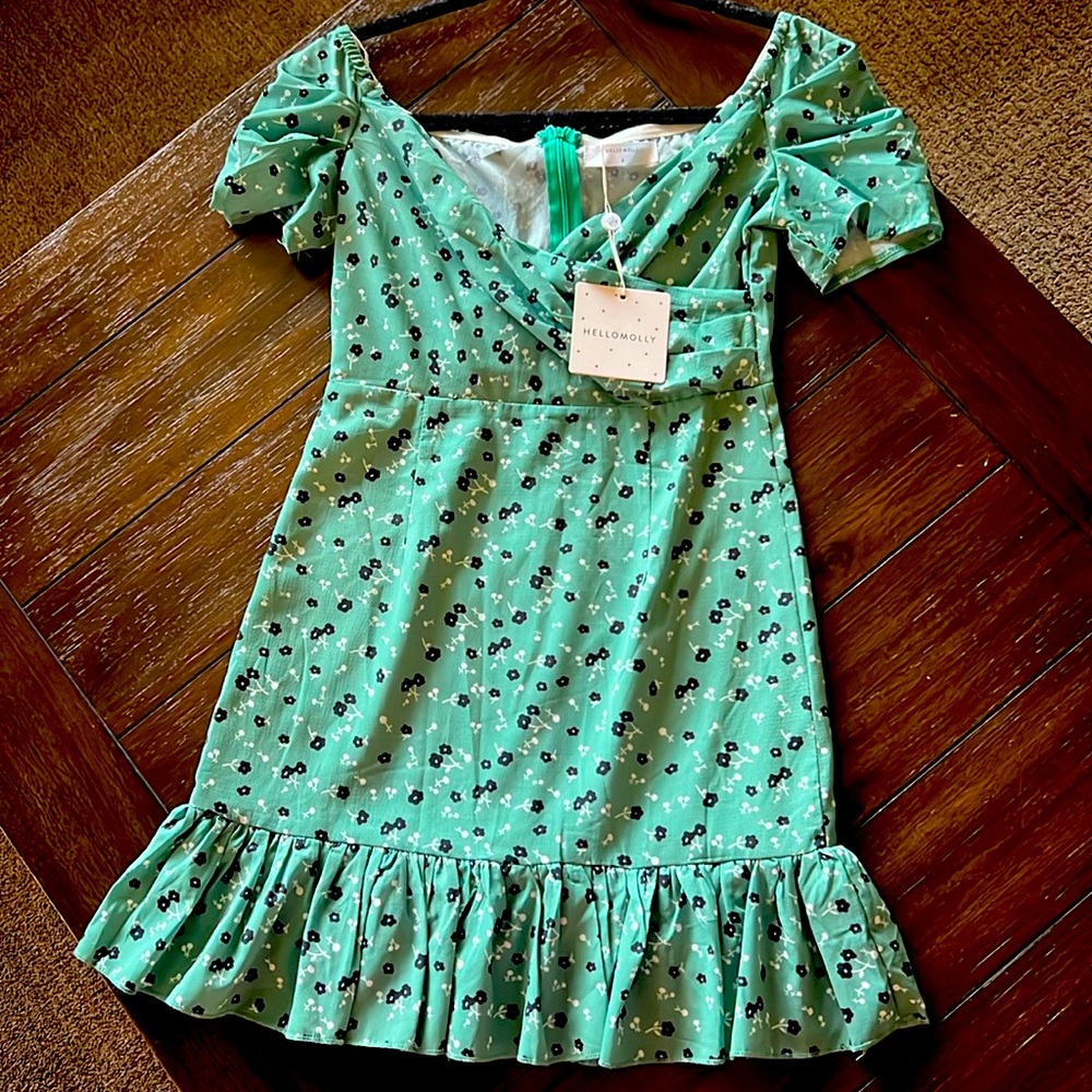 Hello Molly Green Floral Mini Dress